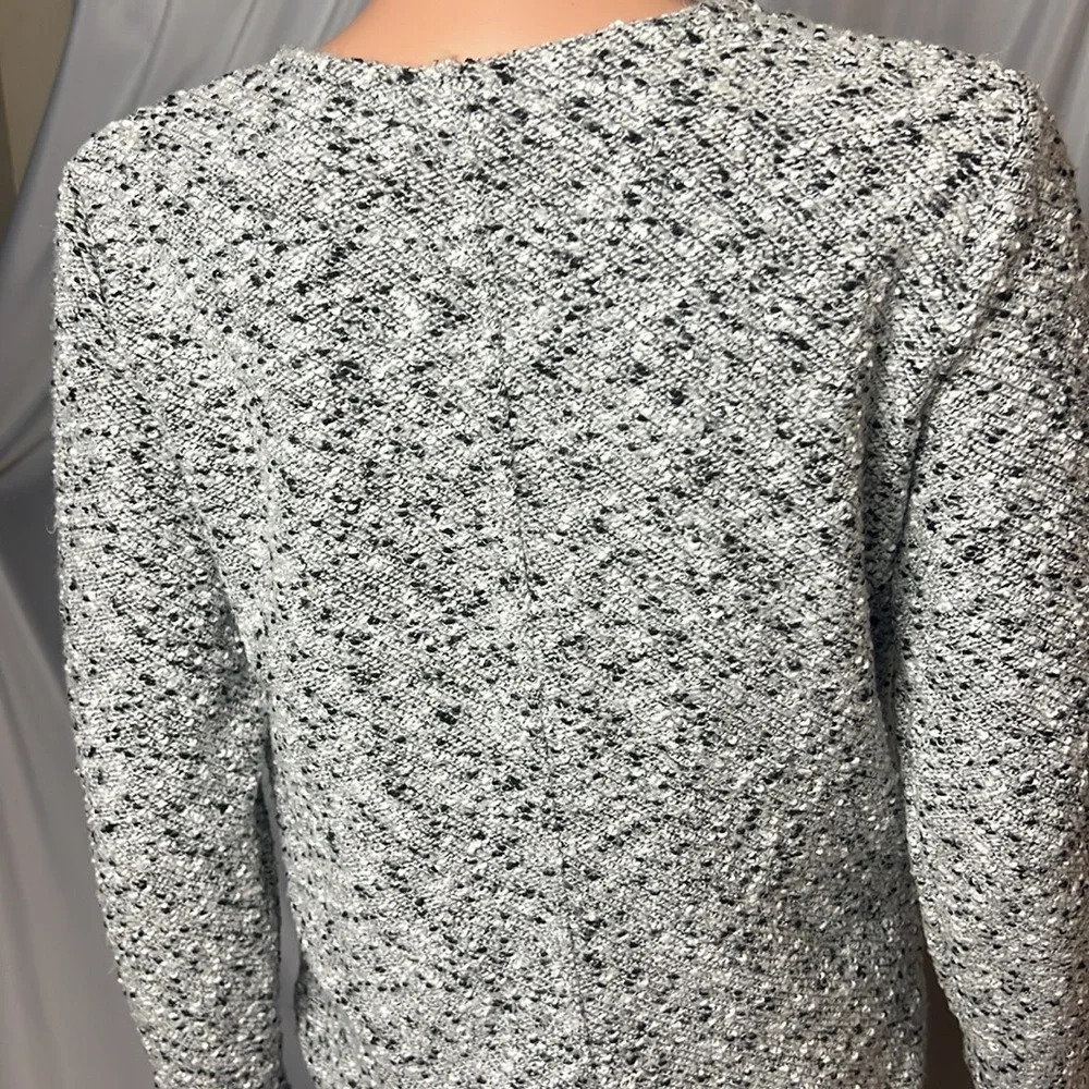 1.State Marled Gray Knit Wrap Style Dress Long Sleeve Back Zipper Size S - Picture 7 of 15